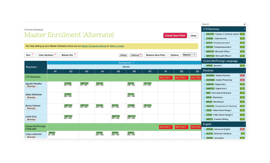 Master schedule done